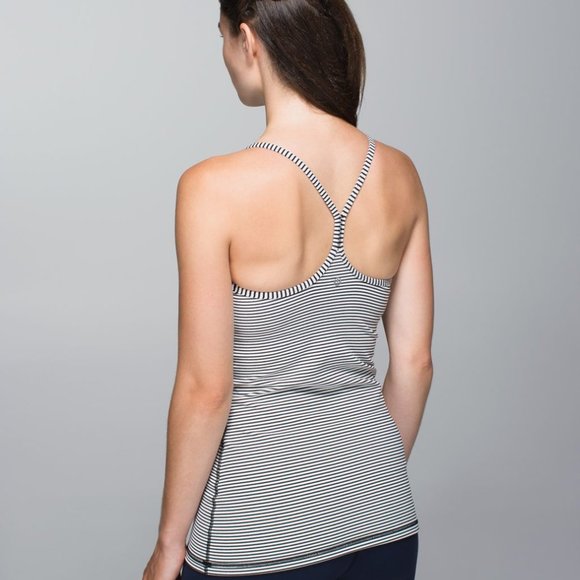 Lululemon power y tank luon‎ hyper stripe black ghost Women's Size 6 - Picture 2 of 7